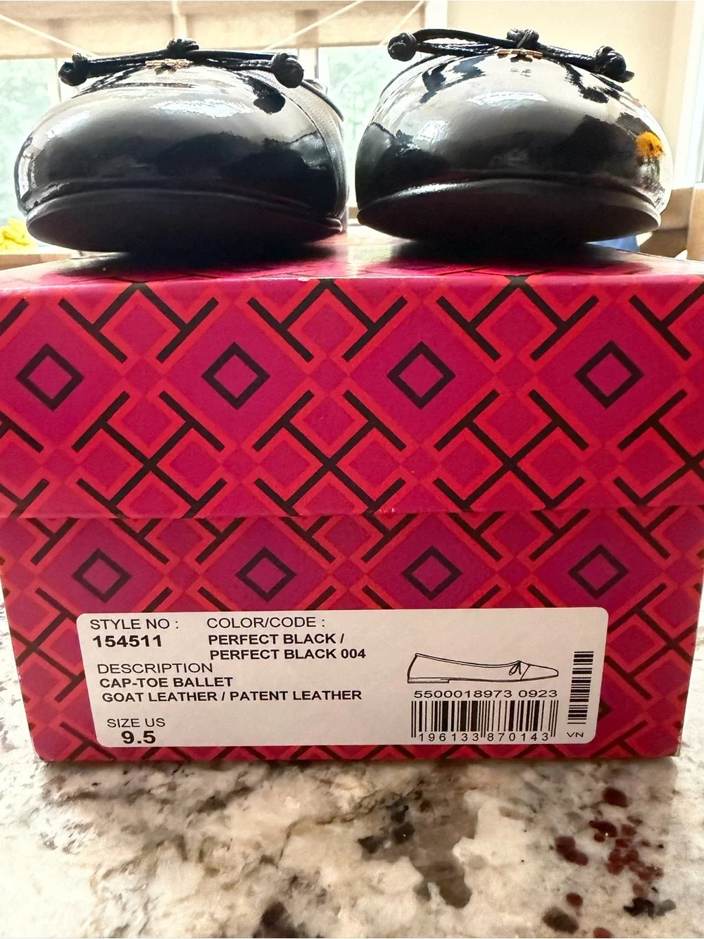 Tory Burch Perfect Black Patent Leather Cap-Toe Ballet Flats